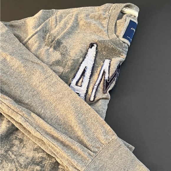 American Eagle Men’s Vintage Crew Neck Gray Graphic Thermal Sweater. - Picture 11 of 12